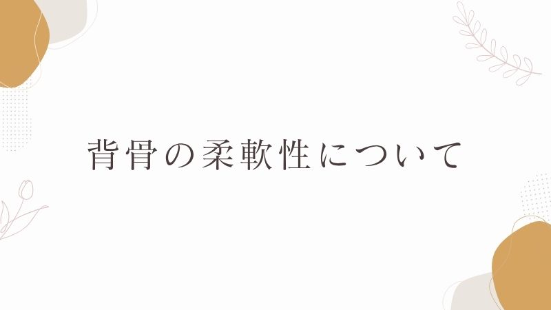 背骨の柔軟性について
