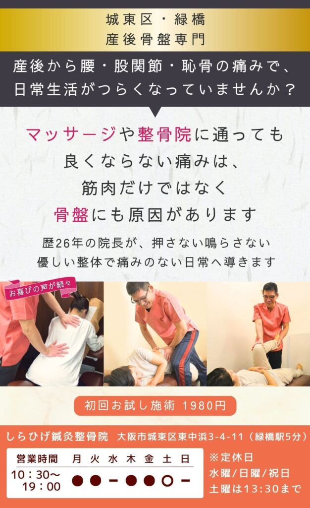 緑橋　産後骨盤矯正　整骨院