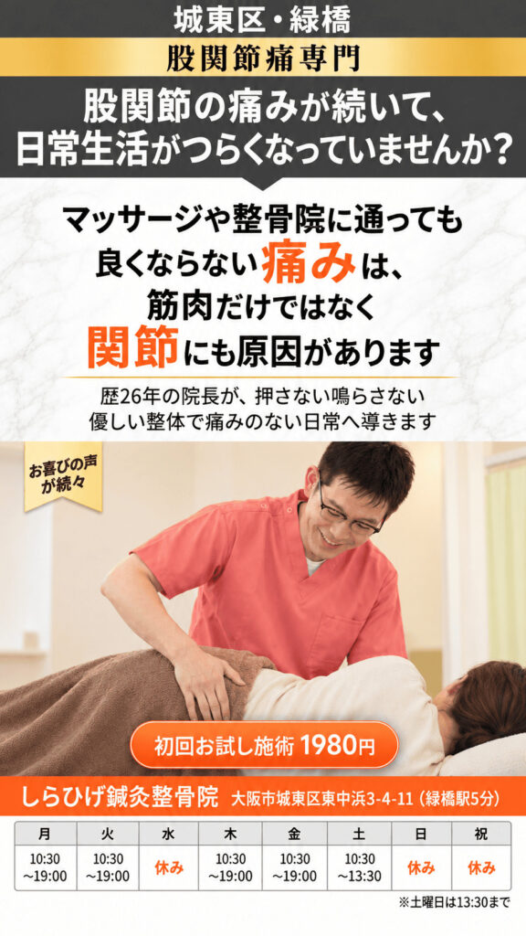 緑橋　股関節痛　整骨院